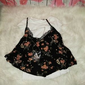 Breautees girls 2 piece shirt w/butterfly necklace